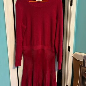 Boden Red Long Sleeve Dress